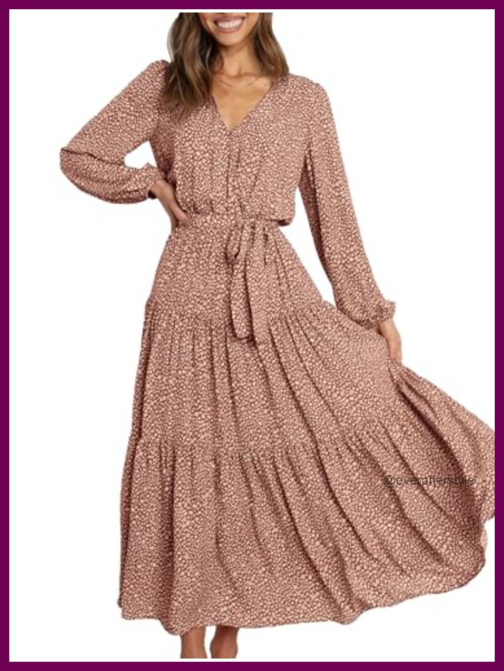 Boho Floral Wrap Maxi Dress Long Sleeve